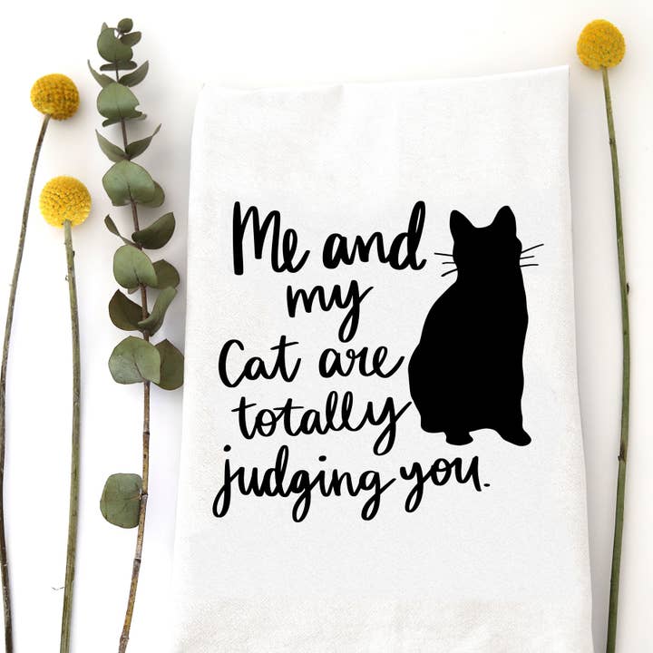 ME AND MY CAT - TEA TOWEL for wholesale by Wildwood Landing
