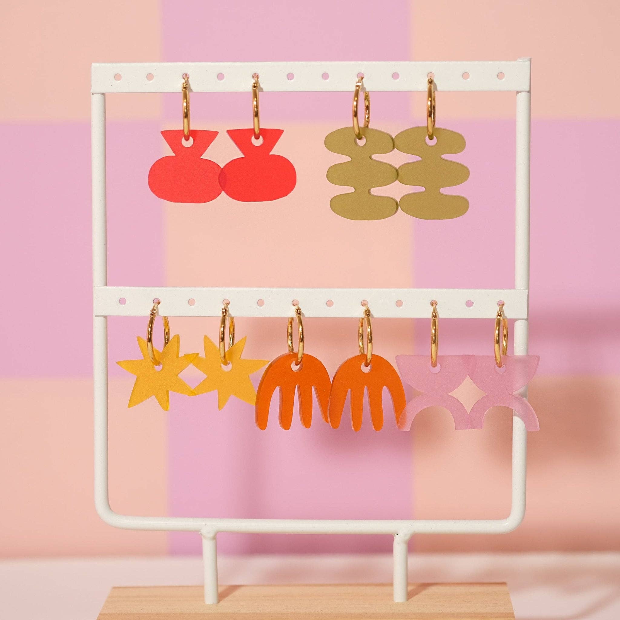 Sleepy Mountain - Wholesale Hoop Earrings - Abstract Hoop Earrings - Olive Bubble Bar2