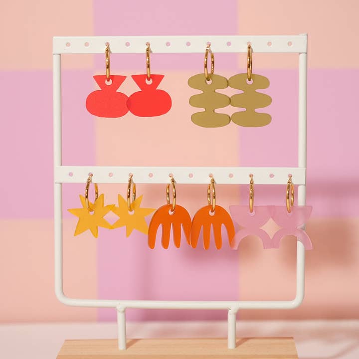 Sleepy Mountain - Wholesale Hoop Earrings - Abstract Hoop Earrings - Olive Bubble Bar2