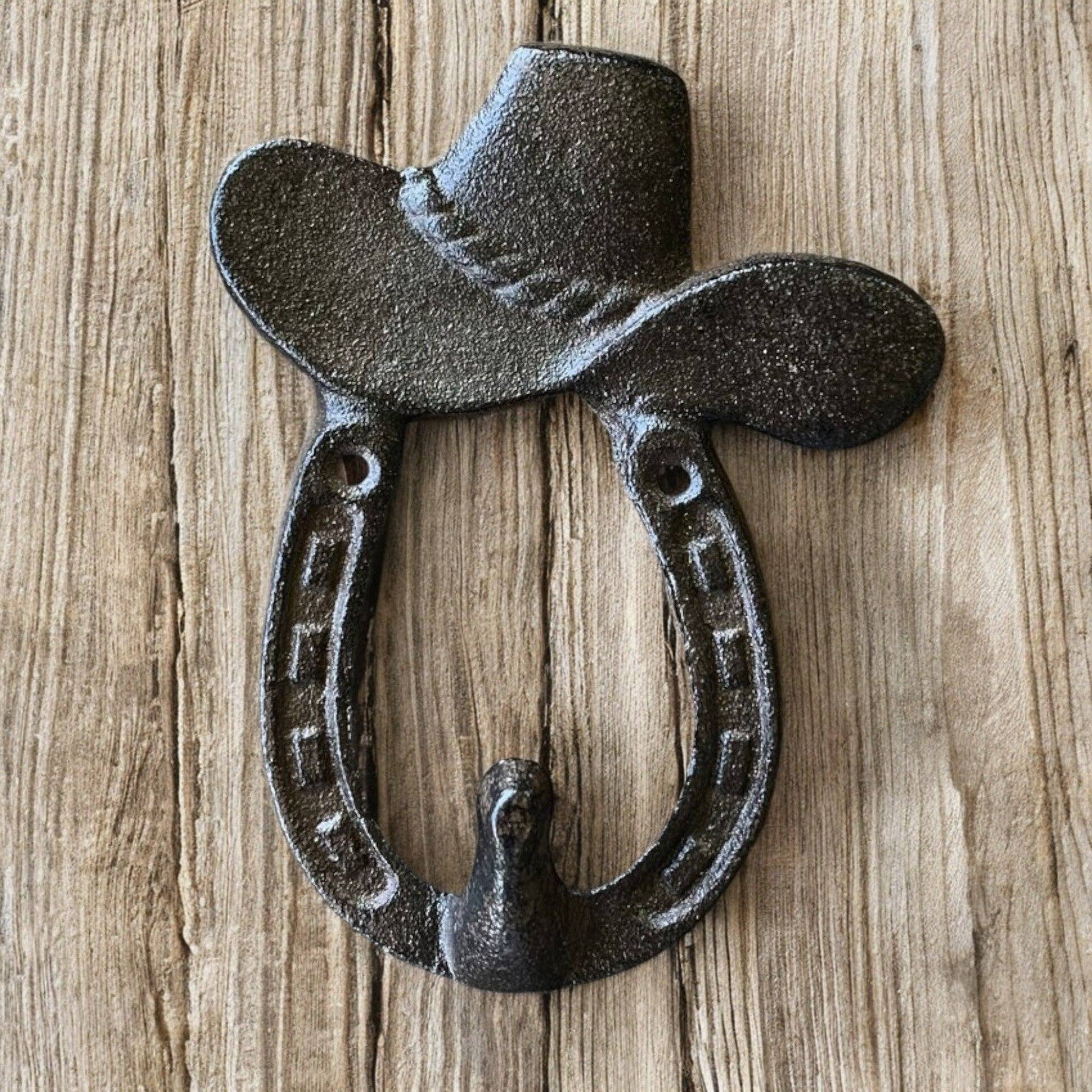 Iron & Blossom - Wholesale Wall hook - Western Cowboy Hat Hook - Vintage Cast Iron Wall Accent0