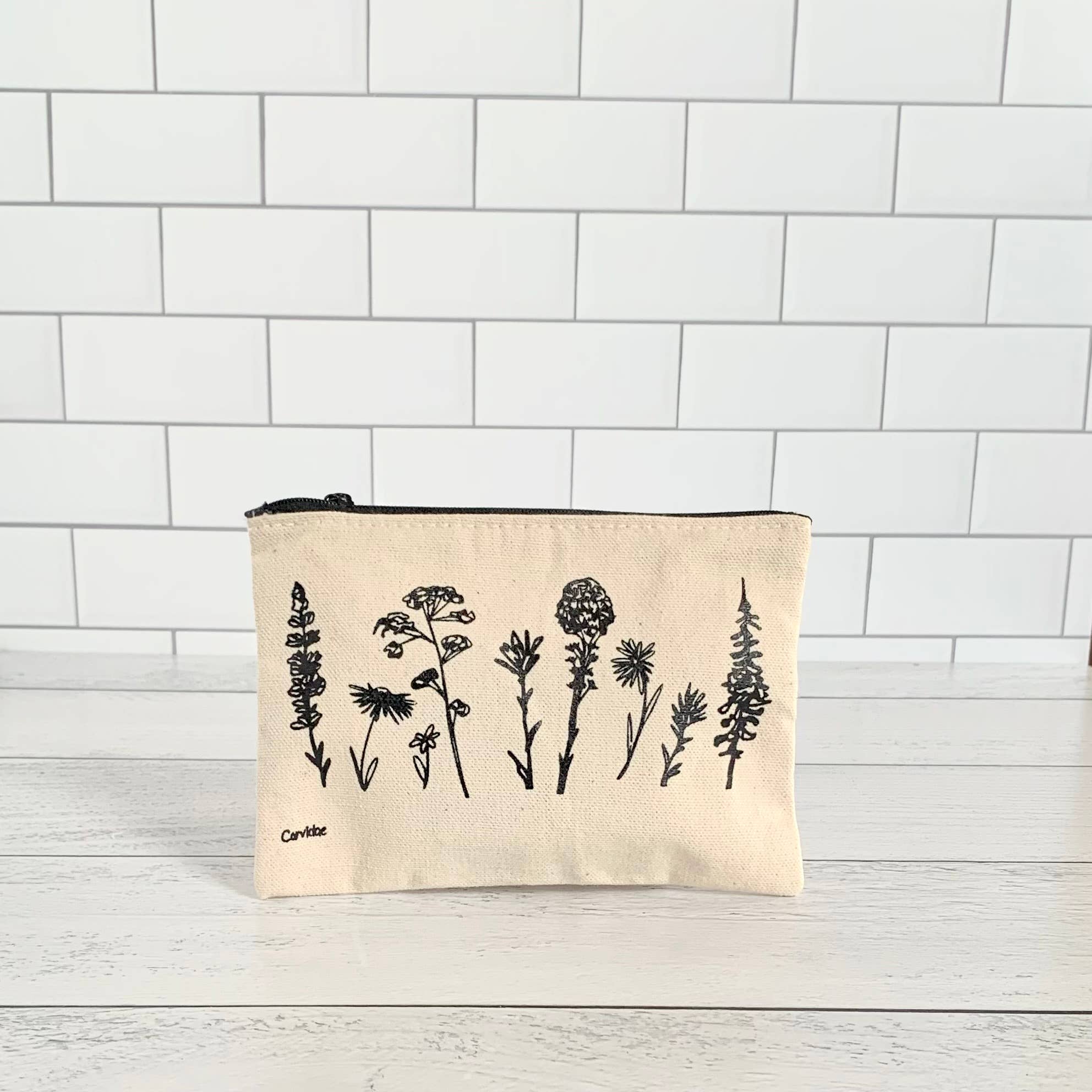 Corvidae drawings & designs - Venta al por mayor Bolso pequeño - Mujer - Bolsa de algodón con cierre Wildflower Sketch3