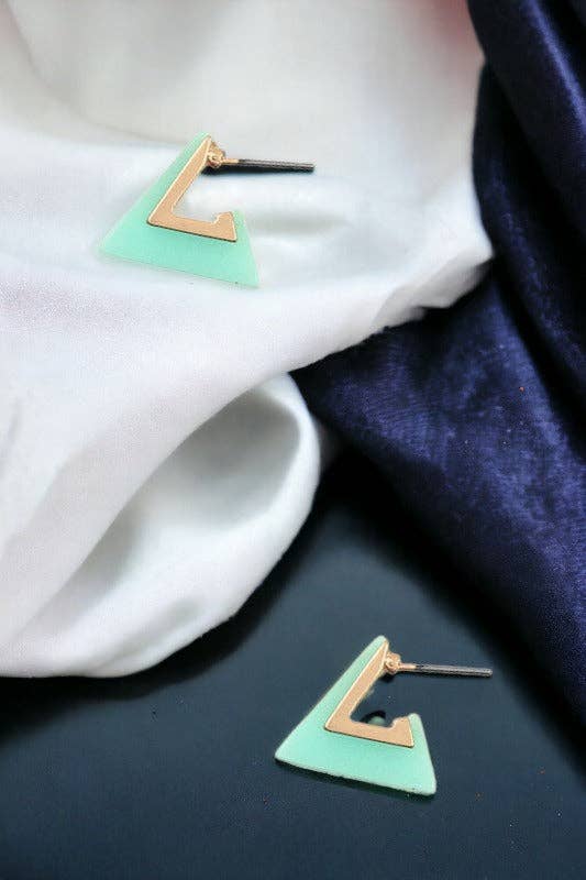 Andrea Bijoux - Wholesale Stud/Post Earrings - Semi Triangle Gem Accent Post Earring1