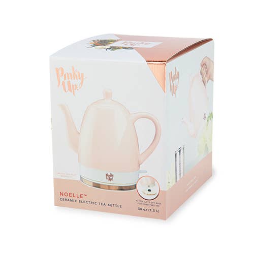 Pinky Up - Wholesale Tea Pot - Noelleâ„¢ Ceramic Electric Gooseneck Tea Kettle - 50oz - Pink