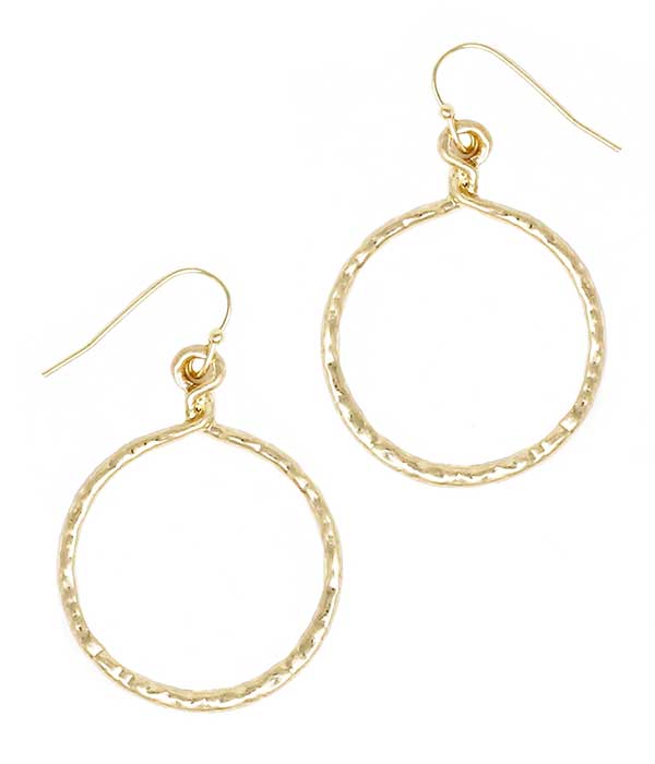 Jewelry Max - Wholesale Dangle Earrings - ( GX1058 ) TEXTURED METAL HOOP DROP EARRING