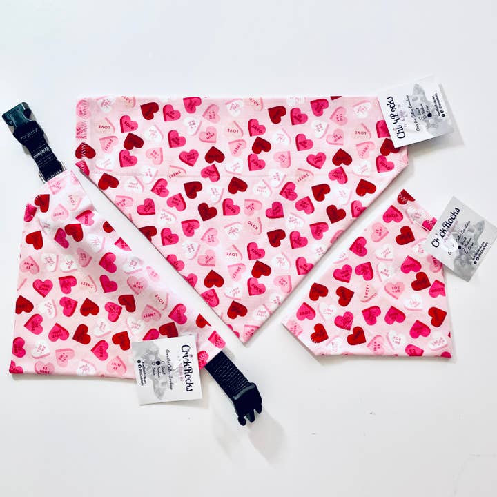 Hearts Over-the-Collar Pet Bandana - Small Heart Candy for wholesale by ChickRocks