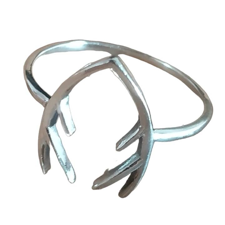 Deer Antler Shaped 925 Sterling Silver Handmade Ring for wholesale by SILVER CAVE