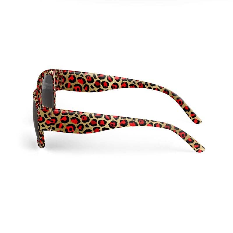 Sorbey - Vente Lunettes de soleil – femme - Lunettes de soleil à imprimé animal rouge et doré0