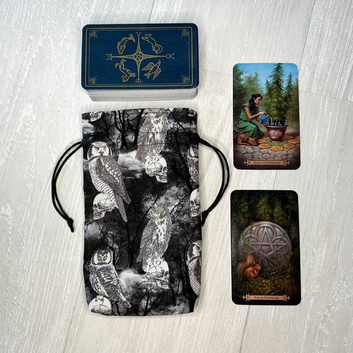 Owl Tarot Card Bag for wholesale by Threads of Tarot