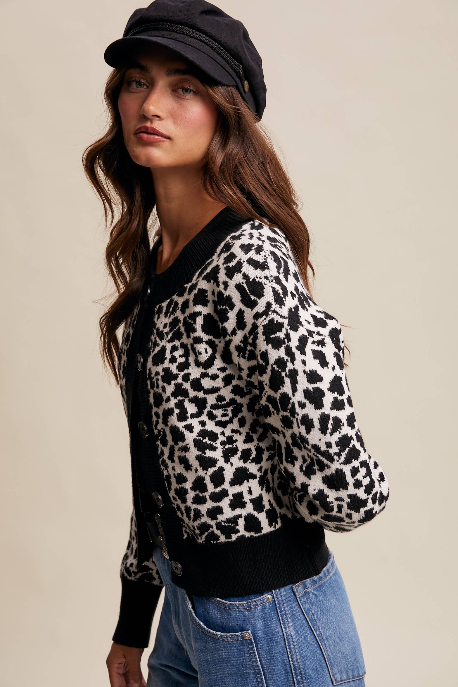 Listicle - Wholesale Cardigan - Women's - Leopard Knit Button-Up Cardigan LSW100117