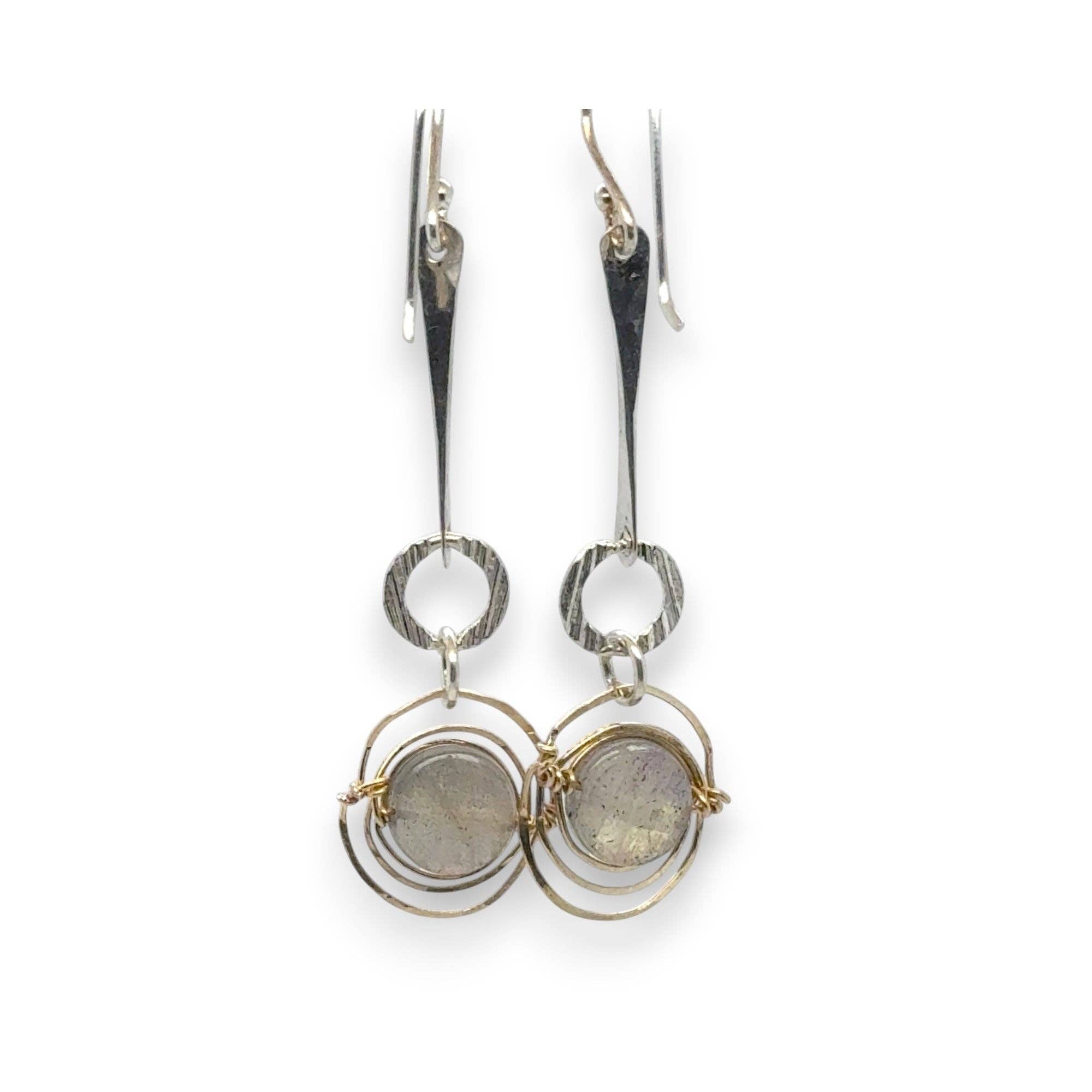 Art by any Means Jewelry - Vente Boucles d'oreilles pendantes - Boucles d'oreilles Labradorite Planétaire E833110