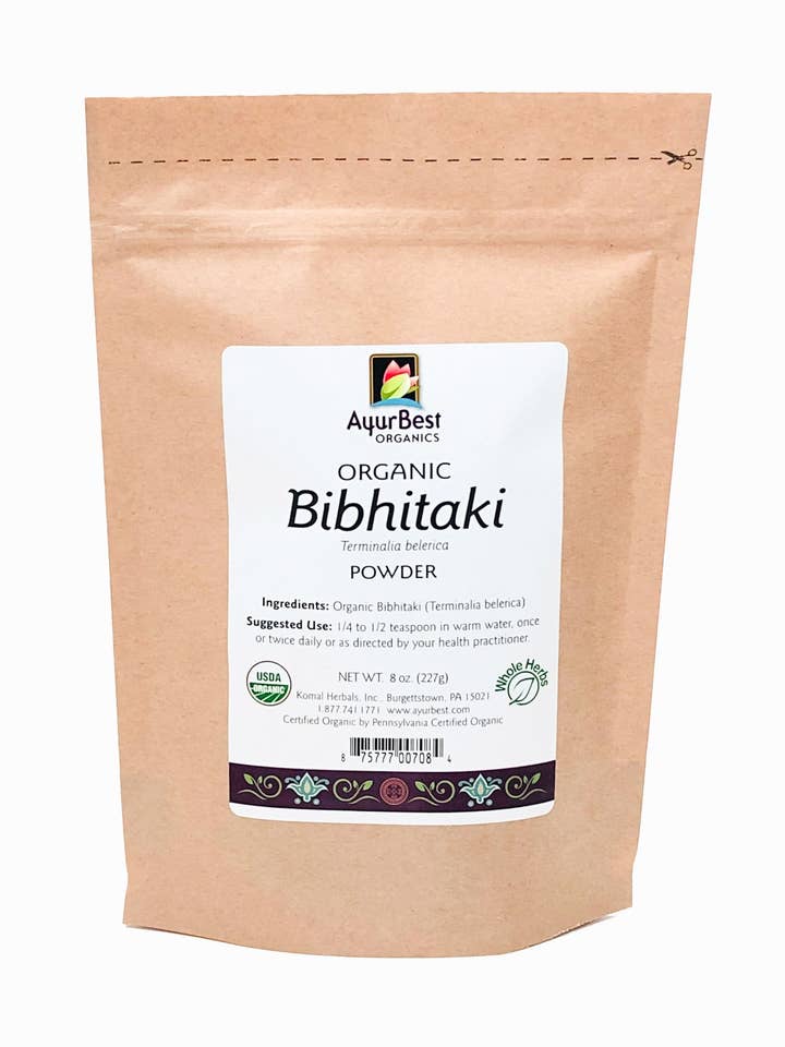 Vente en gros d'épices et d'herbes - Poudre de Bibhitaki, sac biologique de 8 oz (224 g) pour la vente par Komal Herbals, Inc