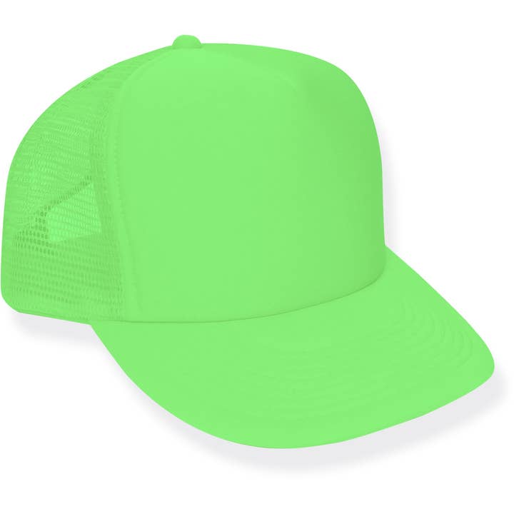 Casquette trucker en maille verte fluo avec fermeture à pression pour la vente par Neon Tees
