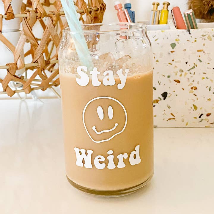 Stay Weird Beer Can Glass for wholesale by Totally Tina Co.