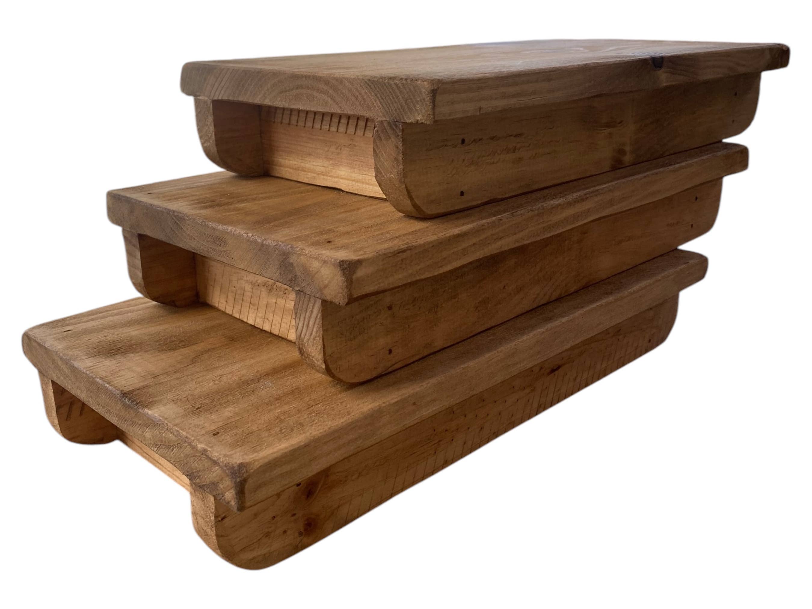 Raw Wood - Vendita all'ingrosso Vassoi decorativi - Vassoio rustico in legno x3, vassoio per bagno, bicchieri da vino1