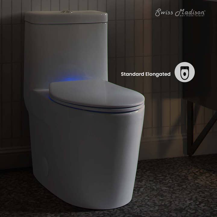 Swiss Madison - Wholesale Bathroom Accessory Set - Lumiere Elongated Quick-Release Toilet Seat with Night Light