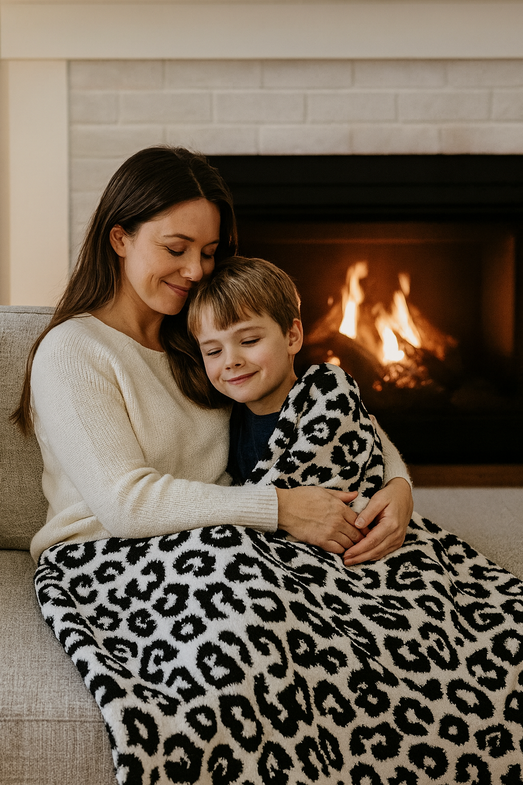 Thomas and Lee Company – Engroshandel Tæppe – Luxe Leopard Kast Tæppe - Sort & Hvid Leopard0