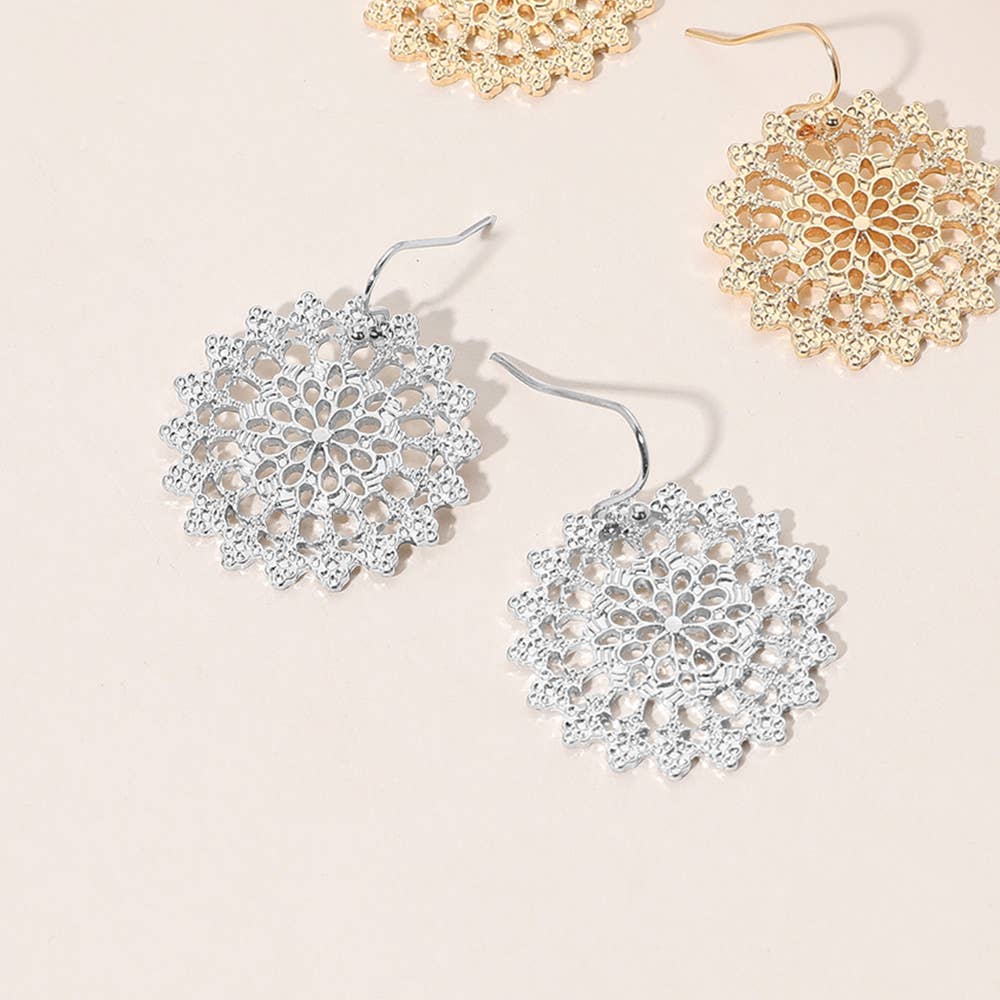 Sensibling Corp. - Wholesale Dangle Earrings - Metal Filigree Round Dangle Earrings
1