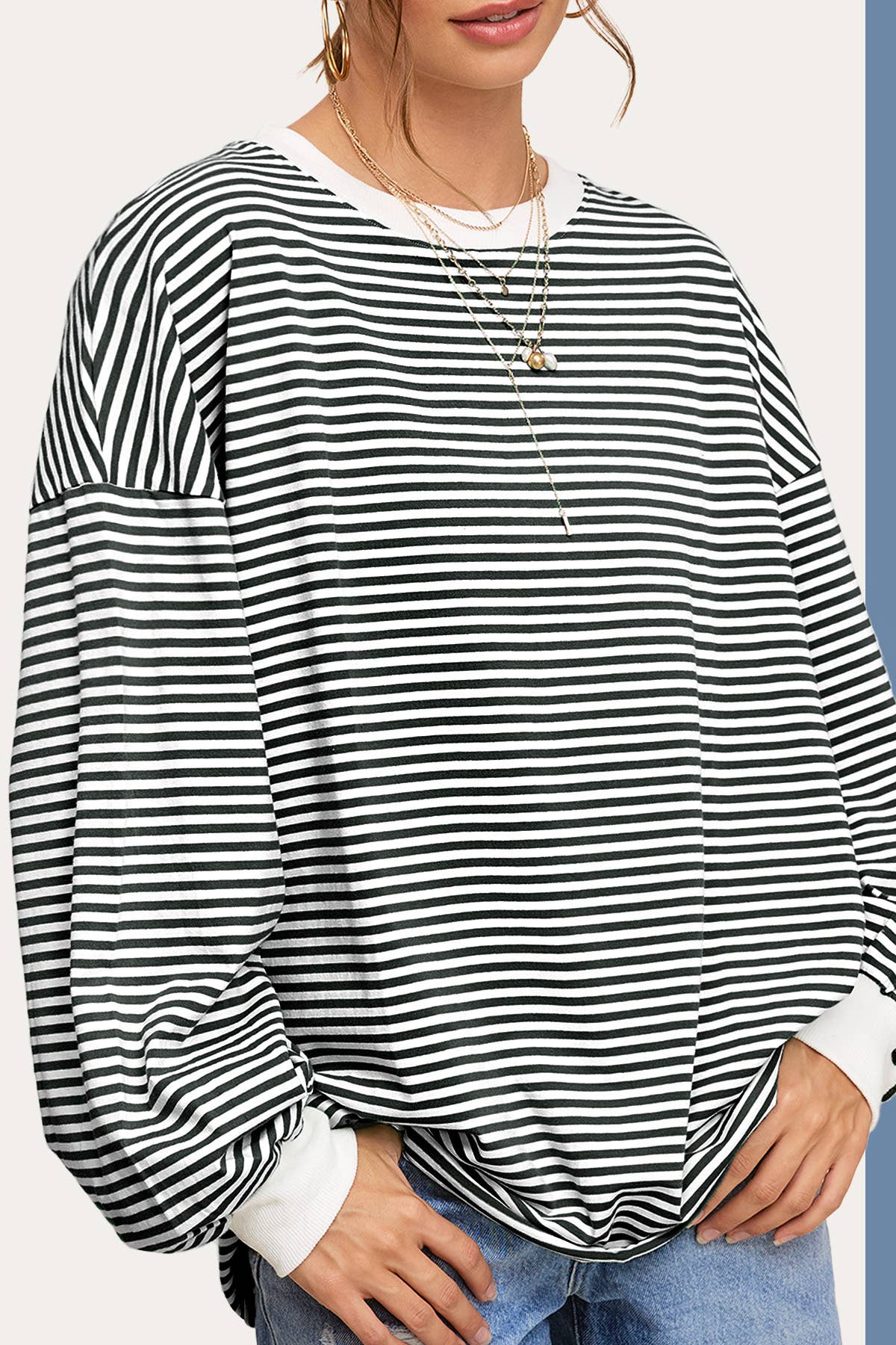 La Miel - Vente Haut en maille – femme - Pull oversize à manches longues rayé38