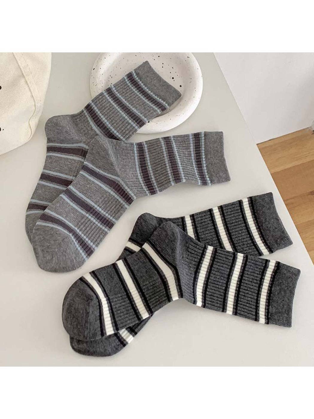 Funkyrel® Atzbranding Limited – wholesale Socks – Women's – Rufia - Striped Sporty Mid-Calf Socks for Women6