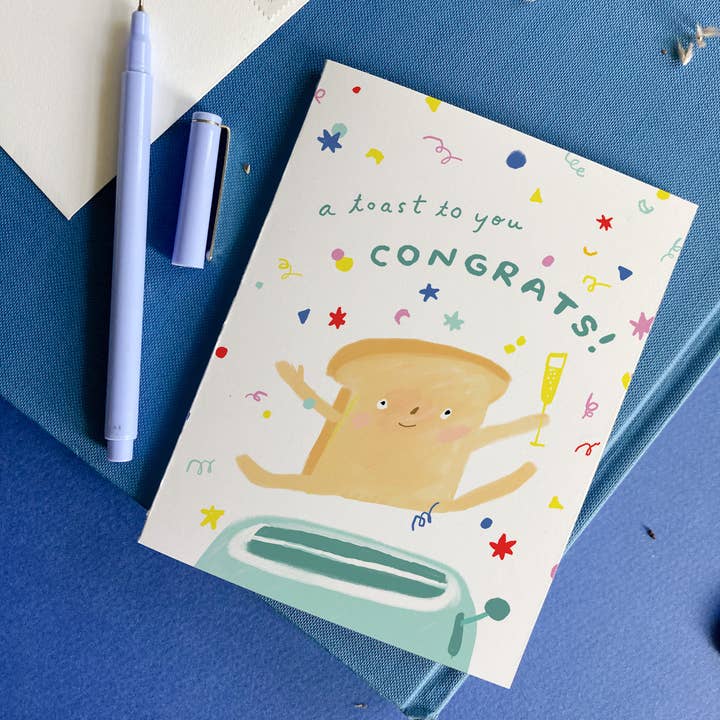 Karen Schipper - Wholesale Congratulations card - Toast Congrats - Food Pun Congratulations Card1