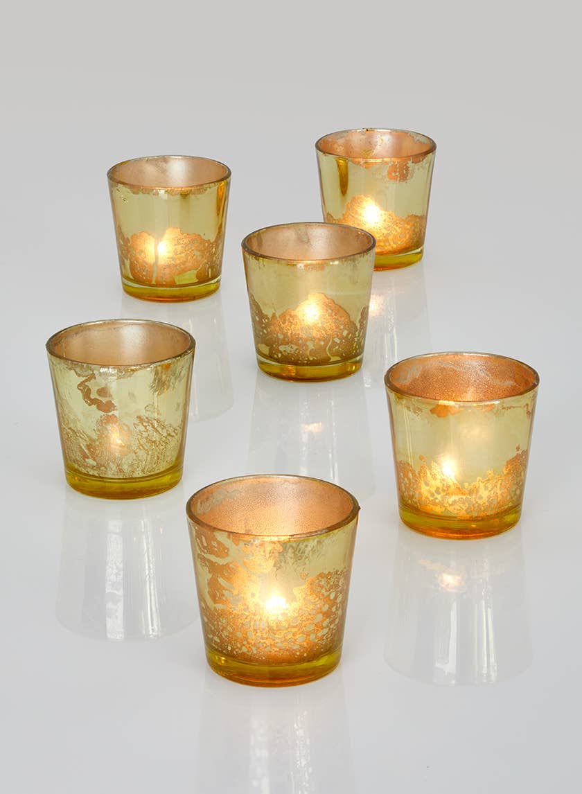 Jamali Garden - Wholesale Candle Holder - 2 ½in Antique Light Gold Tapered Votive Holder1