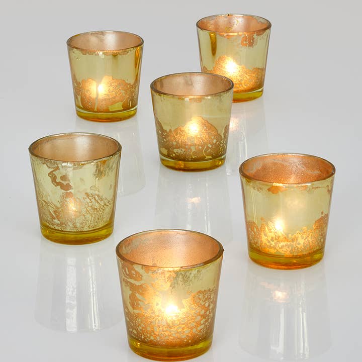 Jamali Garden - Wholesale Candle Holder - 2 ½in Antique Light Gold Tapered Votive Holder1