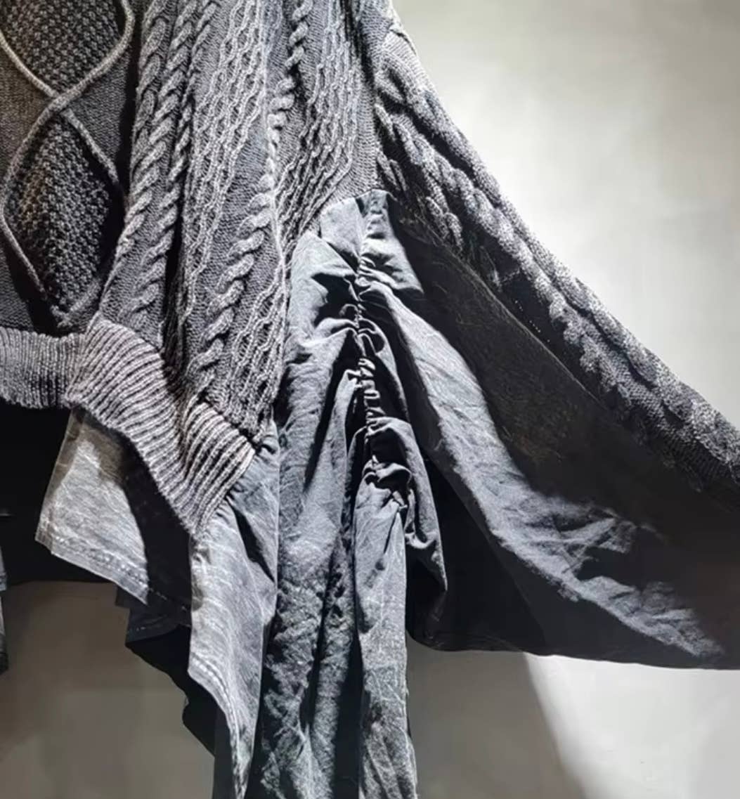 Luxe & Leather by Madonna & Co - Wholesale Knit Sweater - Women's - Textured Sweater with Asymmetrical Trim3