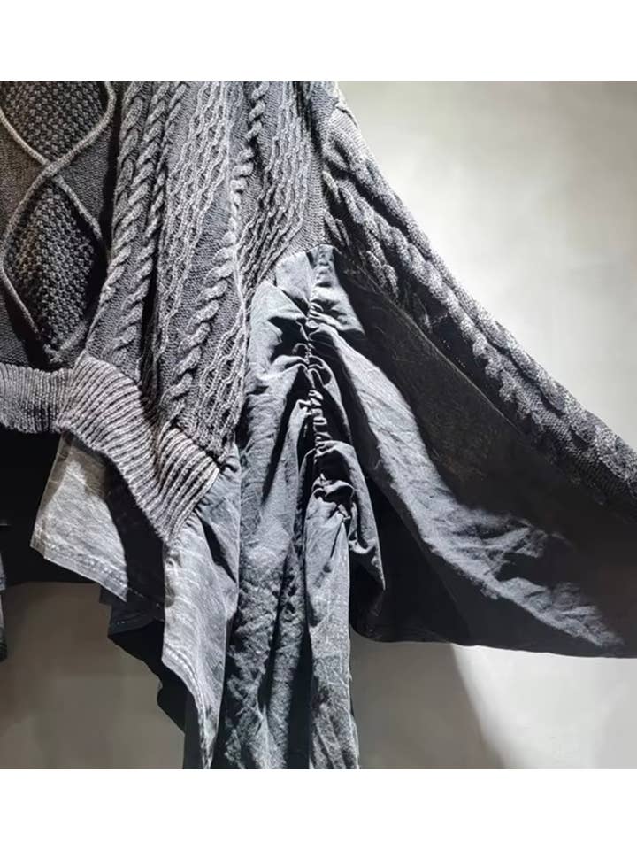 Luxe & Leather by Madonna & Co – wholesale Knitted jumper – Women′s – Textured Sweater with Asymmetrical Trim3