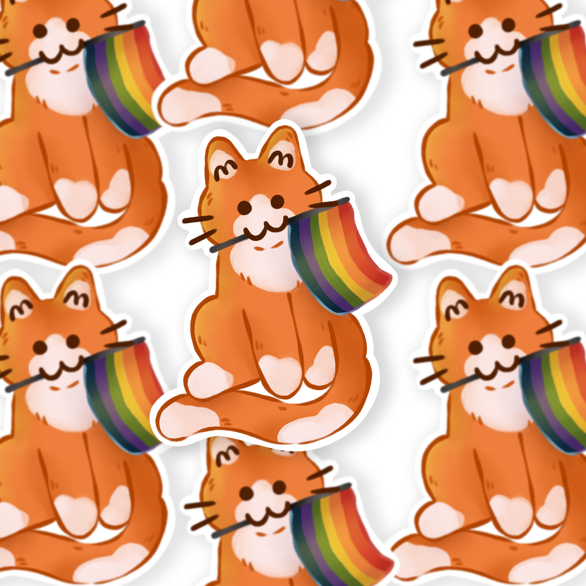 The Stray Shop - Vente Autocollant - Autocollant Pride Flag Kitty1