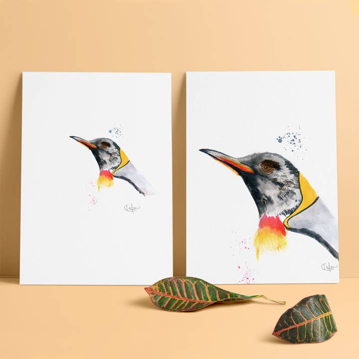 Inky Penguin Luxury Giclee Unframed Print for wholesale by Kate Moby