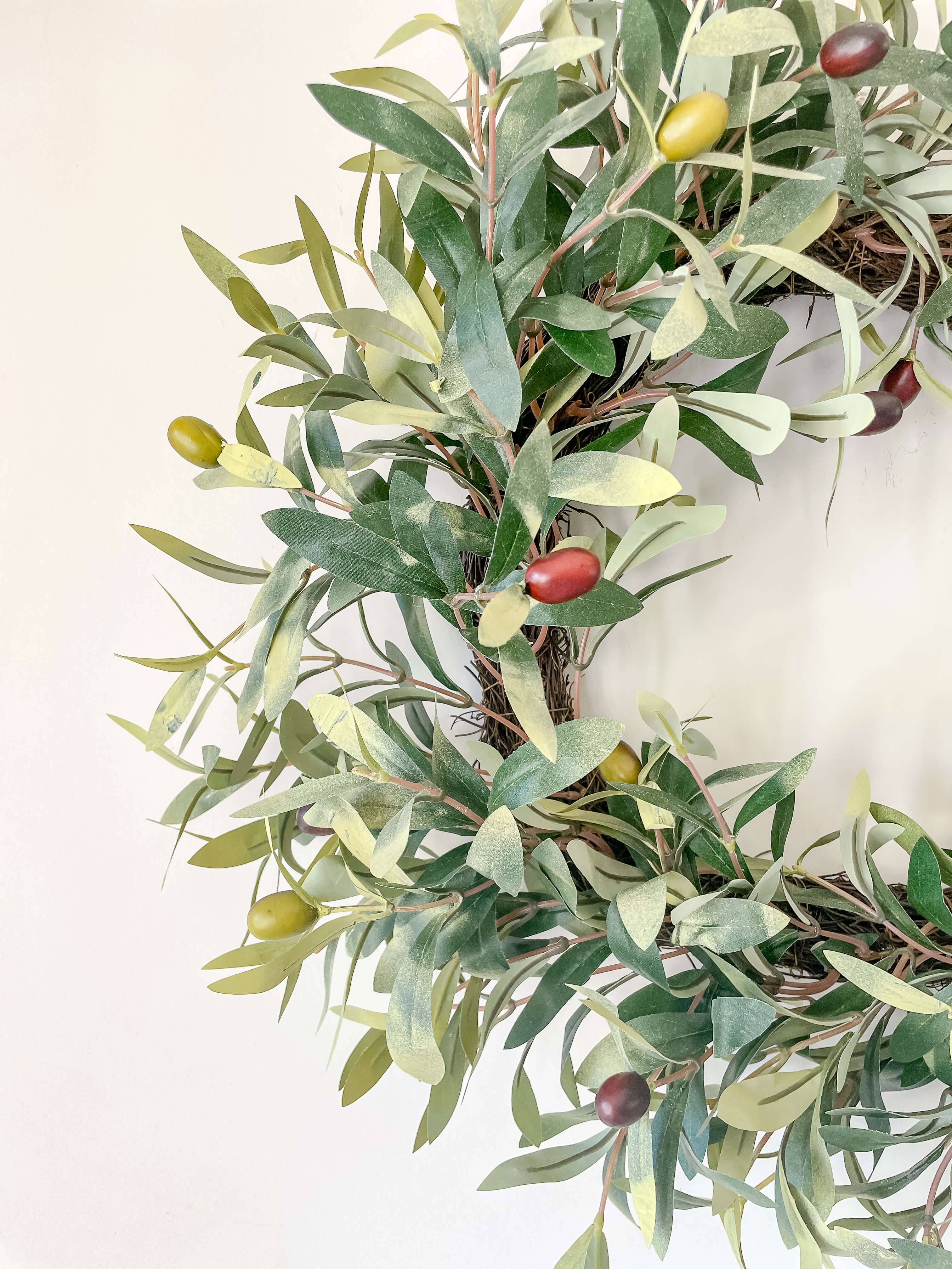 Hycroft Home Decor - Wholesale Wreath - Olive Branch Wreath 24" Faux Greenery1