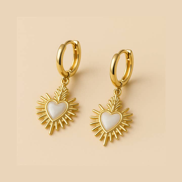 PHOEBE´S - Wholesale Dangle Earrings - Sacred Heart Earrings with Mother-of-Pearl1