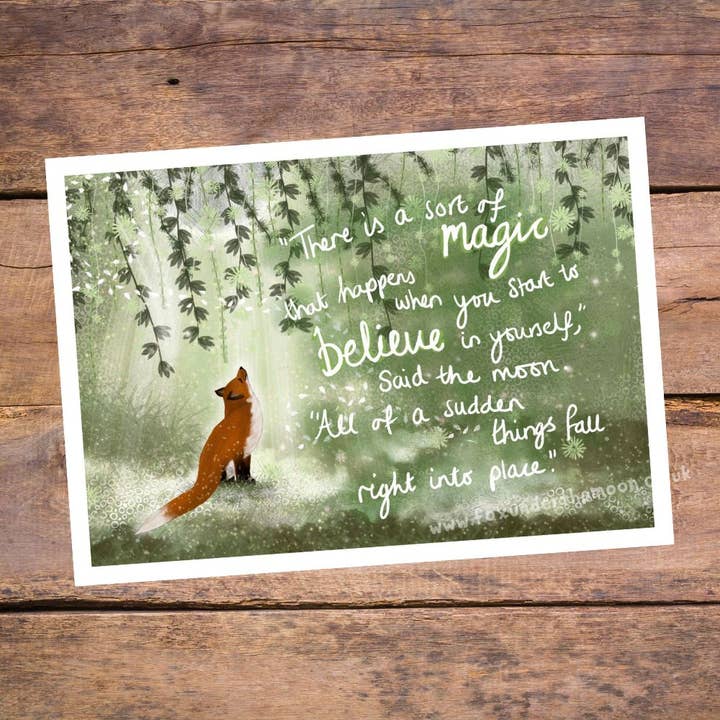 Fox Under The Moon - Wholesale Art Print - A4 Art Print ~ Believe