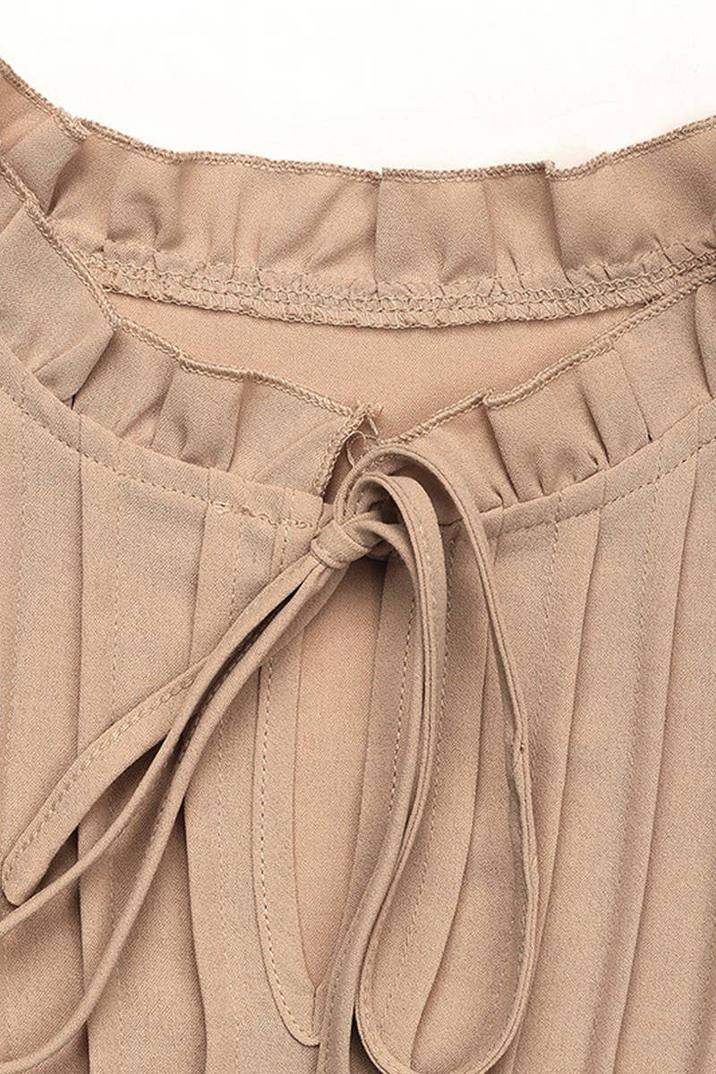 KHAKI CWTBLL3704_AUTUMN SOLID COLOR CASUAL V-NECK TEMPERAMENT SHIR for wholesale on Faire4