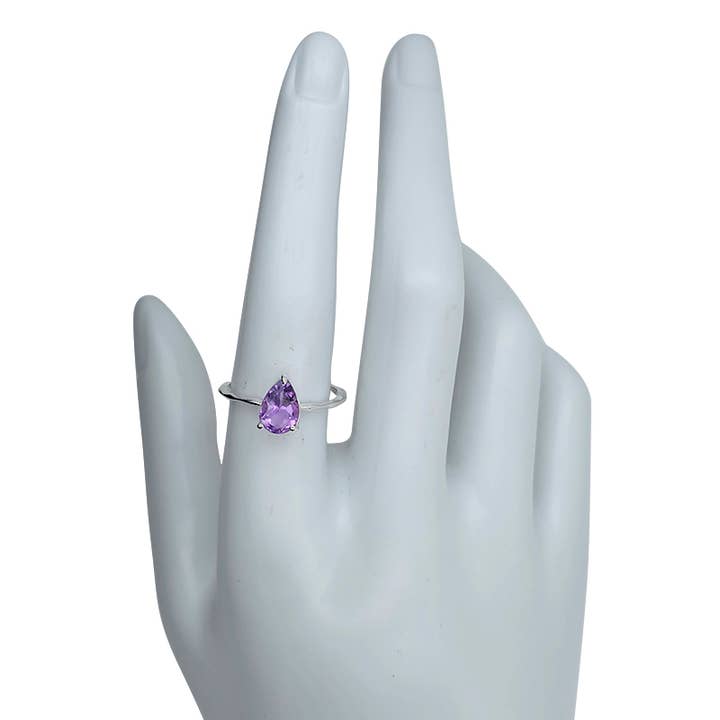 Amberman - Wholesale Single Stone/Solitaire Ring - Faceted Amethyst Sterling Silver Ring