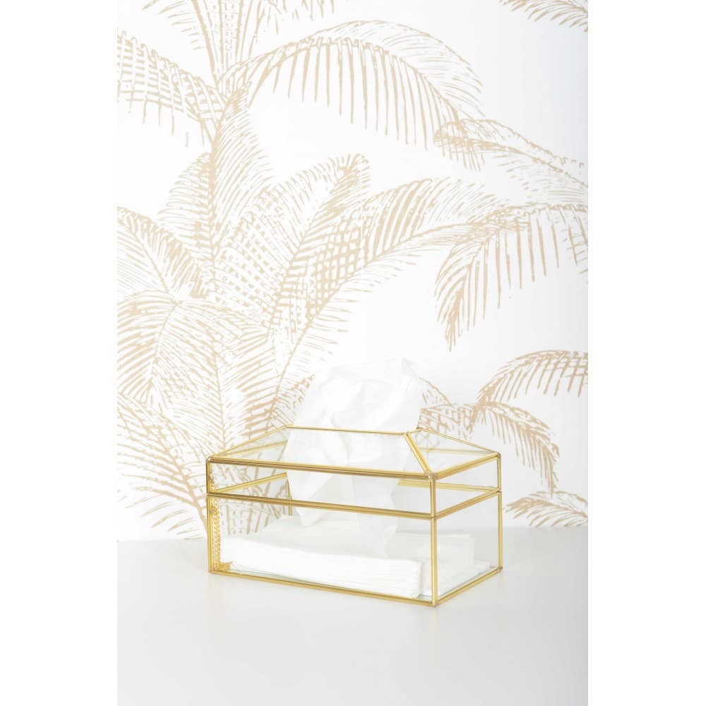 AULICA - Wholesale Tissue Box - Rectangular glass tissue box with gold edges 19x11x10cm1
