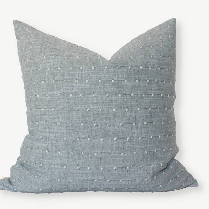Designer Light Blue Pillow Cover, Blue Dot Textured Pillow for wholesale by Textileish