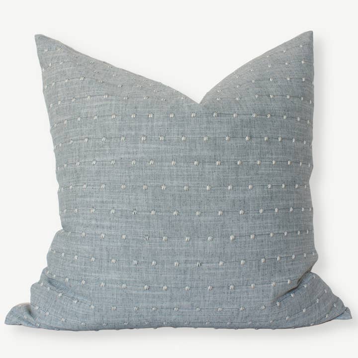Textileish - Wholesale Throw Pillow Cover - Designer Light Blue Pillow Cover, Blue Dot Textured Pillow