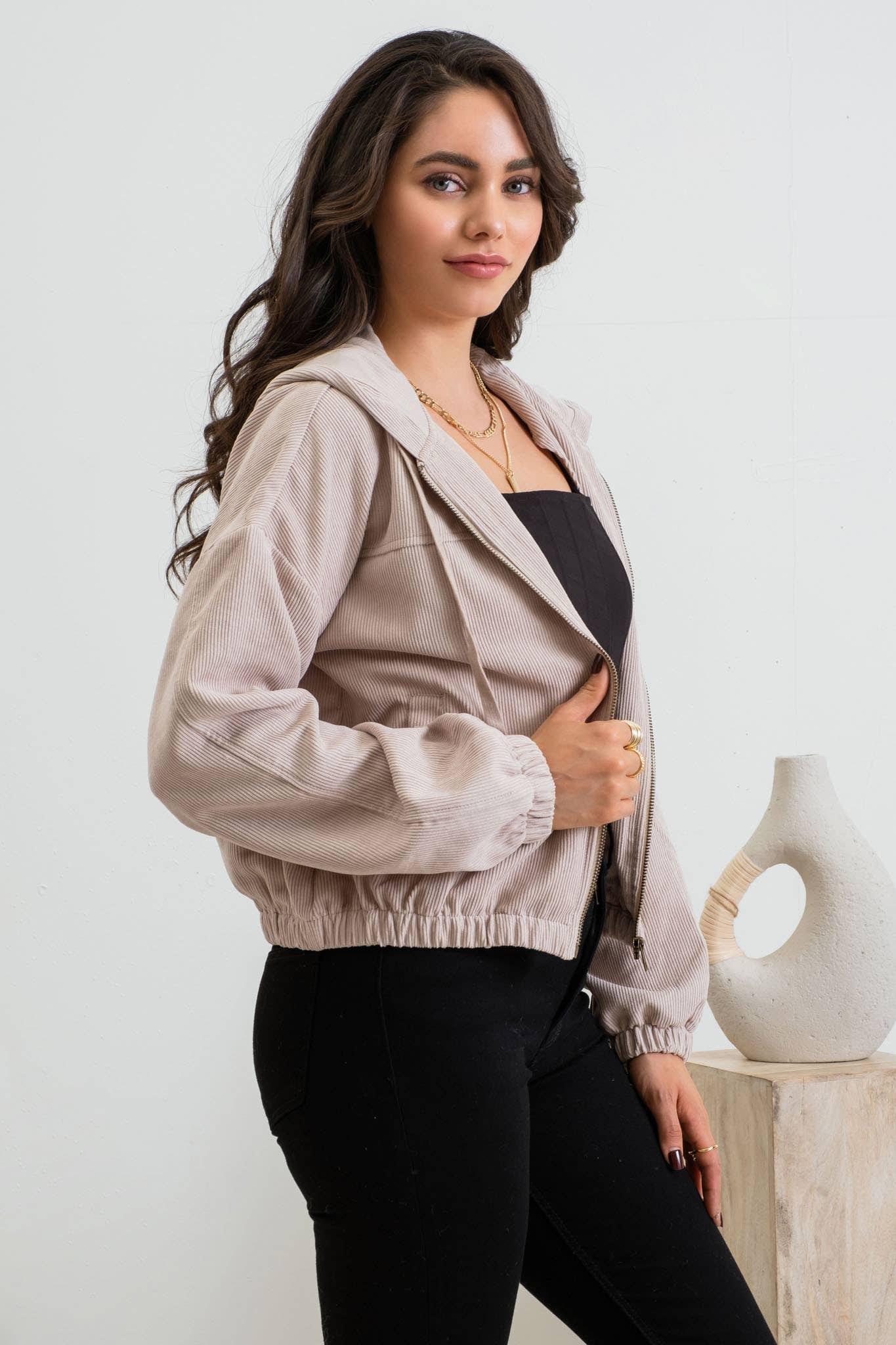 Blu Pepper – Blusão - Mulher por atacado – CASACO DE VELUDO COM ZÍPER34