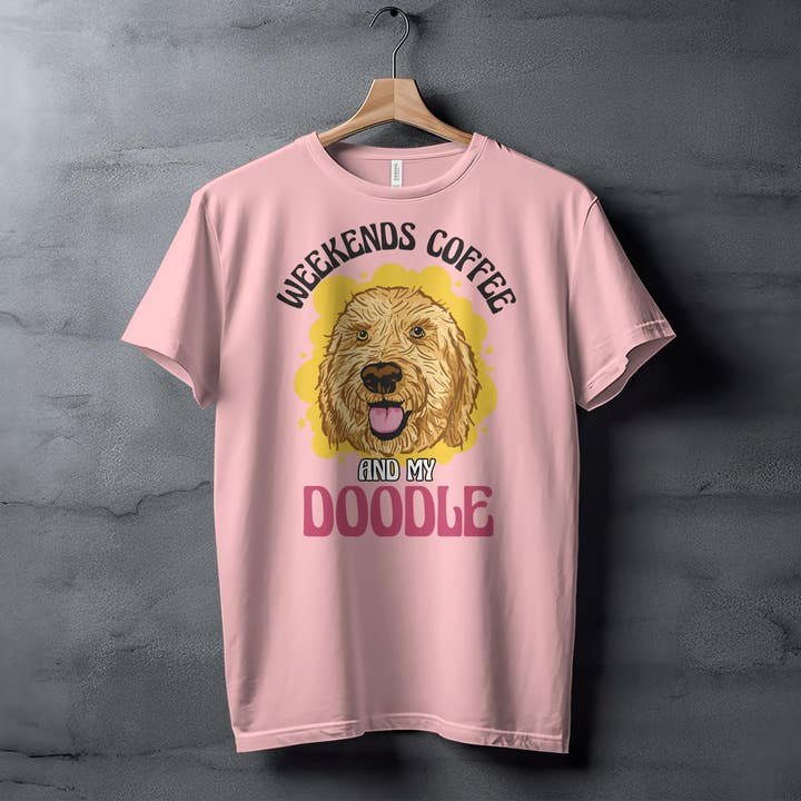 FreakyTeeFactory – wholesale Screen printed t-shirt – Women′s – Weekends Coffee And My Doodle Dog Lover T-Shirt, Casual Canine Tee