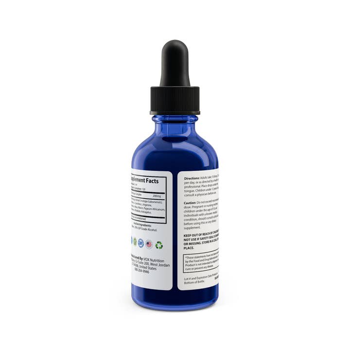 Blue bottle black dropper African Mango Drops Supplement (60ml, 2fl.oz) for wholesale on Faire