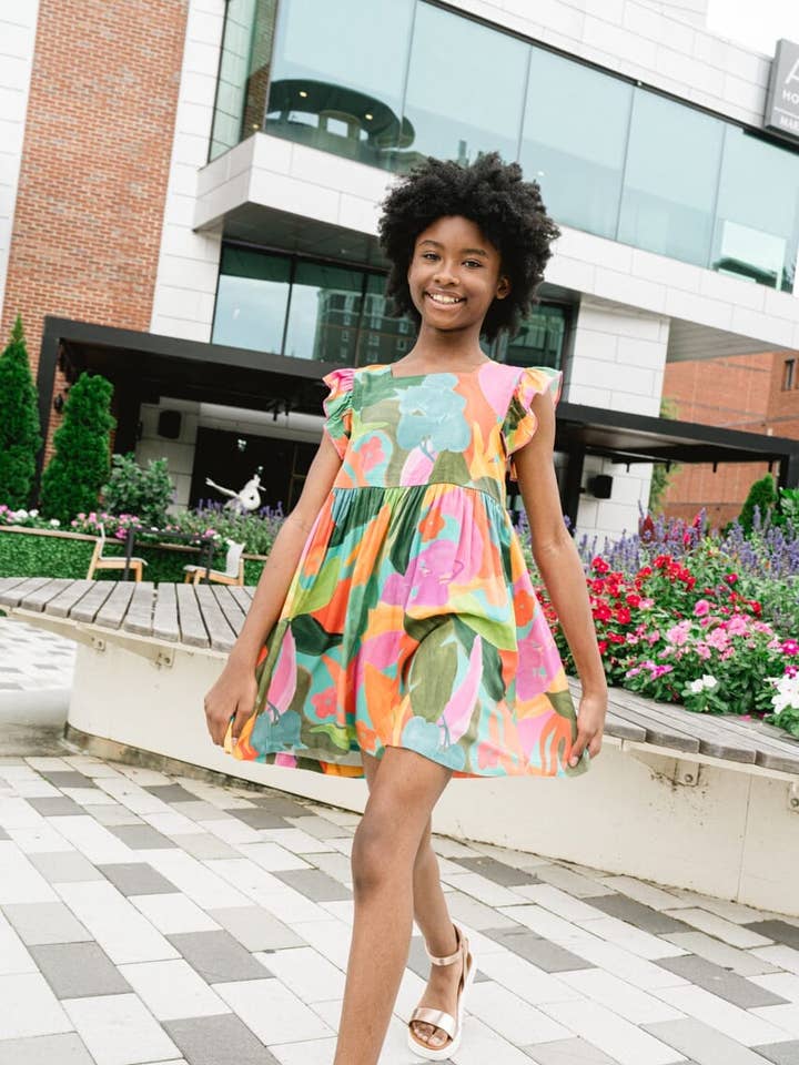 Maya kjole til piger - Lime Punch for engroshandel hos Briton Court