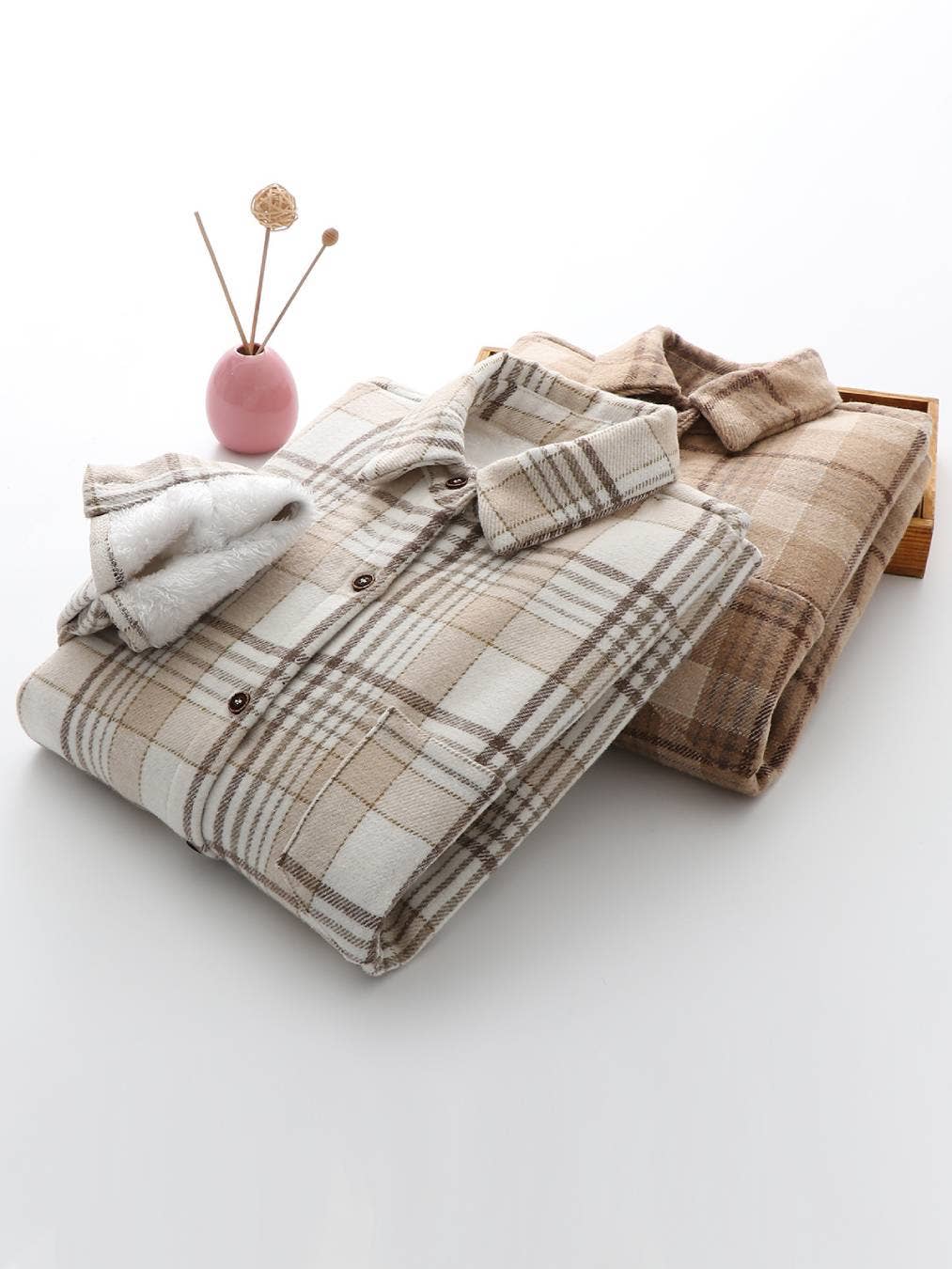 Rosa Clothing - Wholesale Shirt Jacket/Shacket - Women's - Plaid warm fleece lined button shirt jacket Shacket24