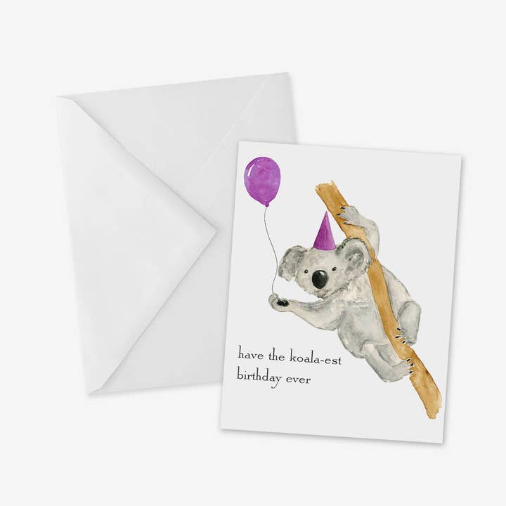 Party Koala Birthday Card for wholesale by mad paperie