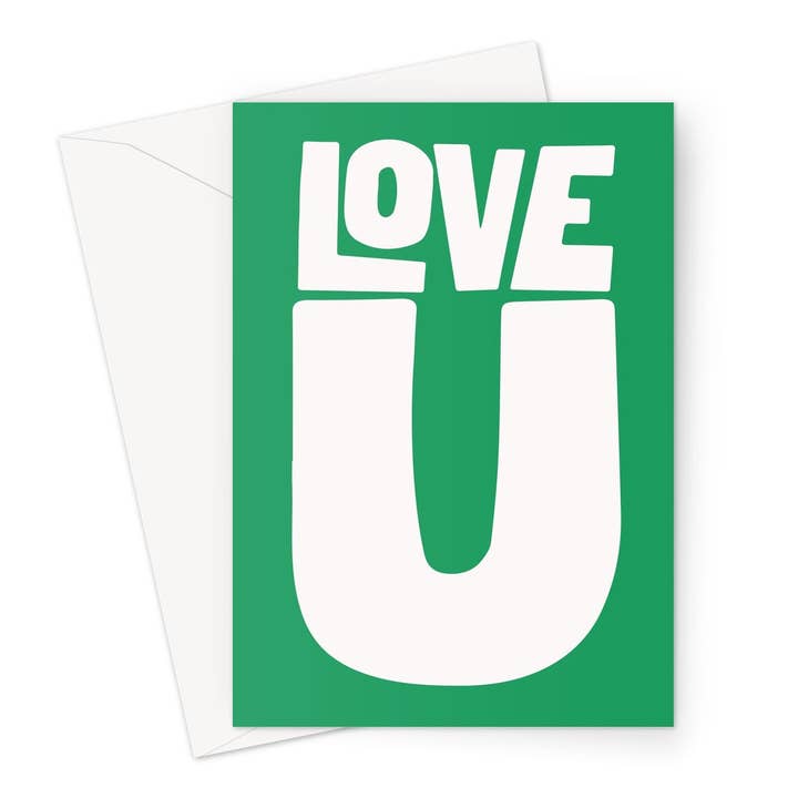 LOVE U - Tarjeta de felicitación verde y blanca suave para venta al por mayor de burnt peach
