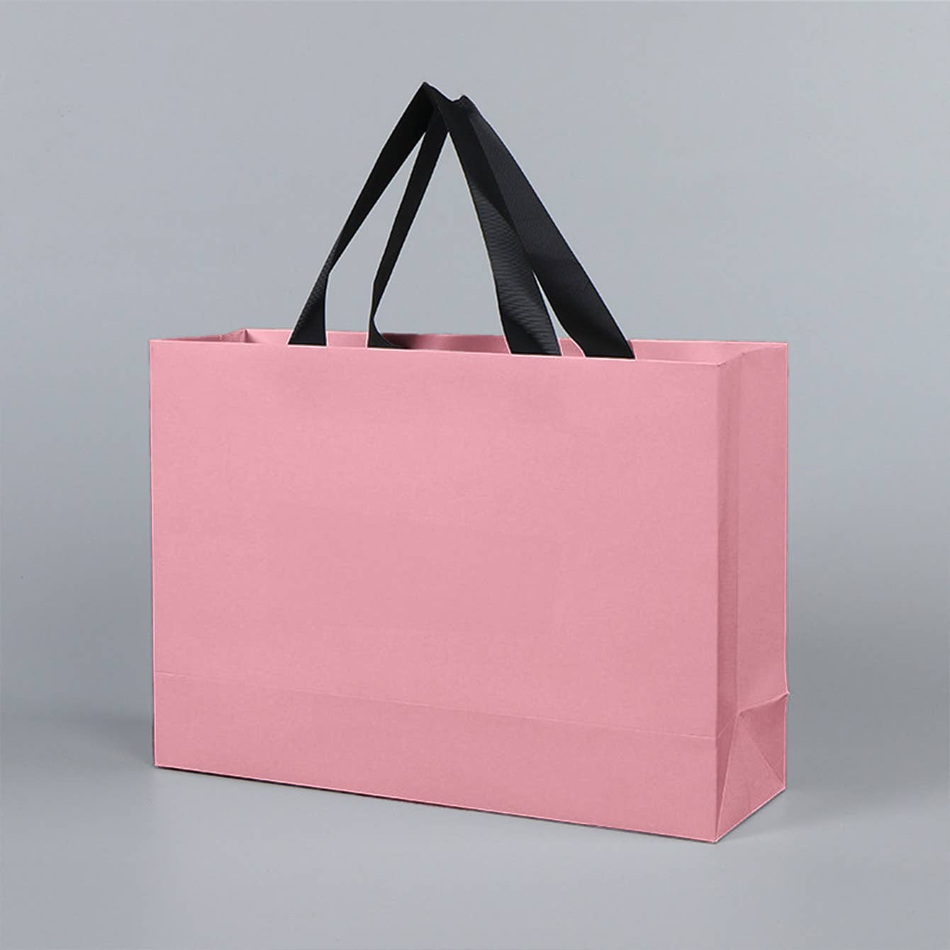 ByHome – Saco de presente por atacado – Sacola de Presente de Papel Rosa Premium com Alças de Cordão Preto2