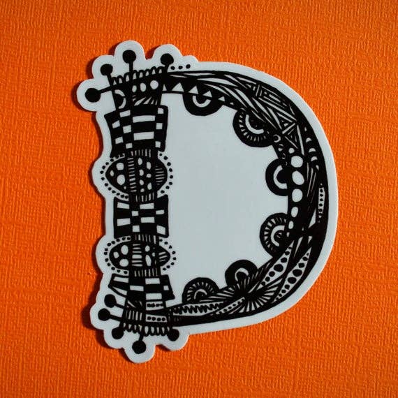 Zenspire Designs - Wholesale Sticker - Letter D Sticker (WATERPROOF)0