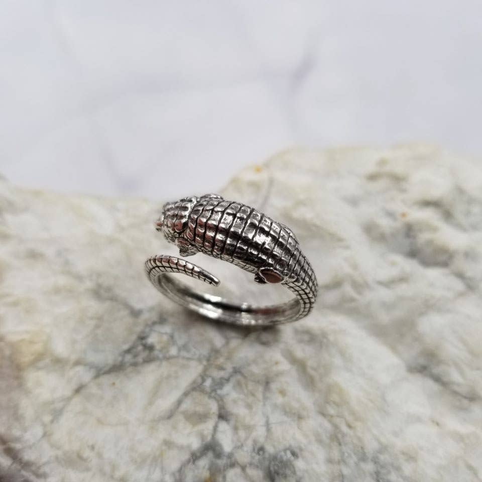 The Pretty Jewellery - Vente Bague de cocktail/de cérémonie - Bague ajustable en alligator1