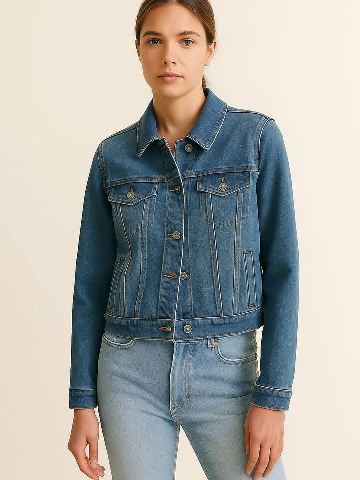 Women’s Casual Classic Blue Denim Jacket / WCBDJ 01 for wholesale by Zovater Incorporation
