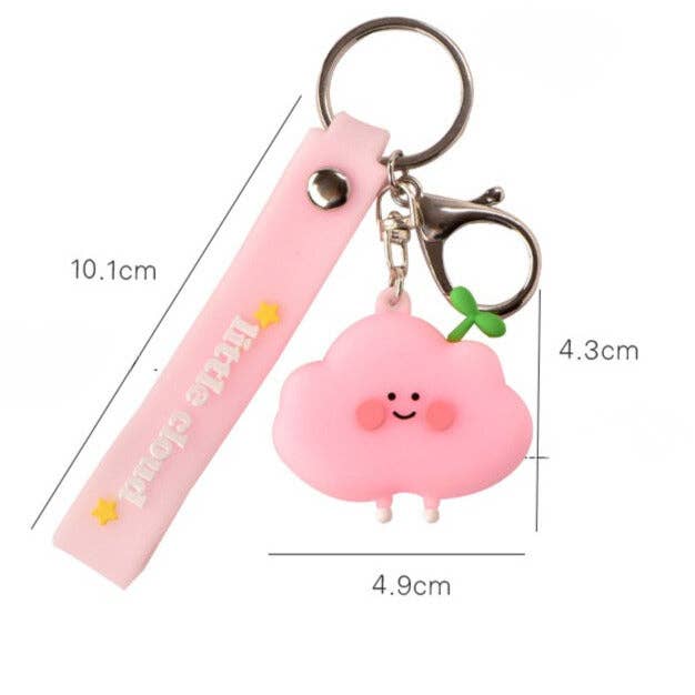 Pink Kawaii Little Cloud Keychain for wholesale on Faire1